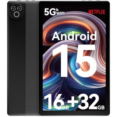 Tablet 10 Inch Android 15 OS GMS Certified Tablets PC 1.8 GHz 5-Core 16 (3+13) GB RAM 32 GB ROM 1 TB Expandable 1280x800 HD IPS Touch Screen 5000 mAh WiFi 6 Bluetooth 5.4 Dual Camera 2025 (Black) - Image 1