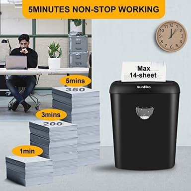 Suntiko Paper Shredder, 14 Sheet Cross Cut, 6.6 Gallon Basket, P-4 Security Level, 3 Mode Design - Jam Proof Heavy Duty Shredder for Home and Office - Image 4