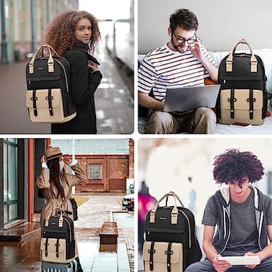 LOVEVOOK Laptop Backpack for Women, 17.3 Inch Laptop Bag with USB Charging Port, Fashion Water Resistant Daypacks Teacher Nurse Stylish Travel Bags Vintage Computer Backpack for College, Work - Image 6