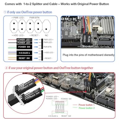 PC Power Button, Desktop Switch Splitter ON Off Reset SW HDD LED PC External Power Supply Button for Computer Motherboard - Image 2