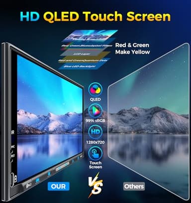 PLZ 7" Wireless Double Din Car Stereo Apple Carplay Radio QLED Screen for Car, Android Auto, Bluetooth 5.3, Fast Charger, 1080P Backup Camera, 4.2 Channel Outputs 240W, 2 Subwoofer - Image 3