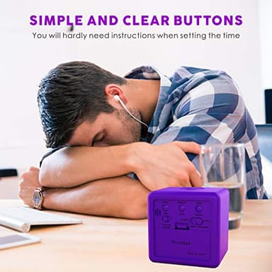 Plumeet Digital Alarm Clock for Kids with Snooze and Nightlight - Easy Setting Silicone Display Time, Date - Loud for Bedroom - Battery Powered (Purple) - Image 6