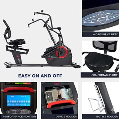 Sunny Health & Fitness Electromagnetic Recumbent Cross Trainer Exercise Elliptical Bike w/Arm Exercisers, Easy Access Seat & Exclusive SunnyFit® App Enhanced Bluetooth Connectivity - SF-RBE4886SMART - Image 5