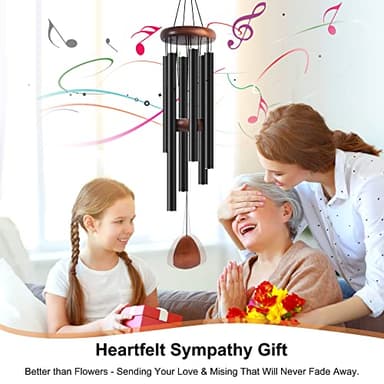 Bursvik Large Aluminium Wind Chimes 37" Inches to Create a Zen Atmosphere Suitable for Outdoor, Garden, Patio Decoration. Classic Black Wind Chimes with Wind Catcher Suitable as A Gift for Unisex - Image 7