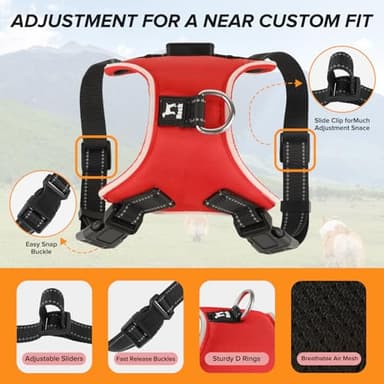 Pewkim Light Up Dog Harness, Led No-Pull Reflective Dog Vest, Breathable Adjustable Pet Harness with Handle for Outdoor Walking - No More Pulling, Tugging or Choking (Red, S) - Image 3