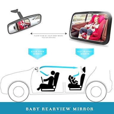 Shynerk Baby Car Mirror, Safety Car Seat Mirror for Rear Facing Infant with Wide Crystal Clear View, Shatterproof, 360° Rotation, Crash Tested and Certified - Image 6