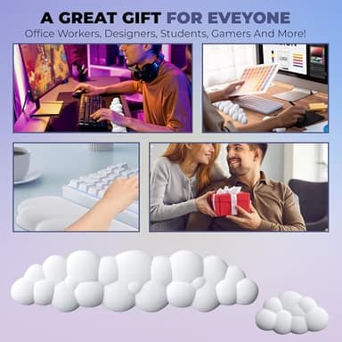 SGEE Ultra-Soft Keyboard and Mouse Wrist Rest for Computer – Pressure Relief Padding, Contoured Shape for Proper Alignment, Anti-Slip Base, Modern Look, Portable, Injury Prevention, Large, White - Image 8