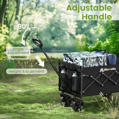 Collapsible Wagon with Wheels, 220 lbs Wagons Carts Foldable Wagon Cart with Flexible Handle, Lightweight Portable Folding Utility Grocery Shopping Cart for Grocery Sports Garden Camping - Image 5