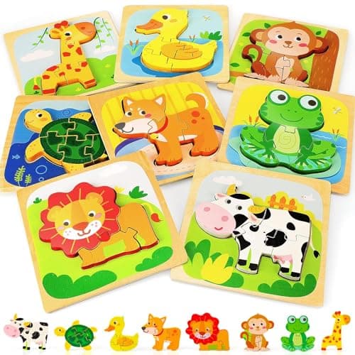 TOY Life Wooden Puzzles for Toddlers 2-4, Montessori Toys for 1 2 3 Year Old Toddler Boys Girls, Animals Jigsaw Puzzles, Educational Learning Toy Kids Puzzle, Best Gifts Toys for Baby Ages 1-3 2-4 - Image 1