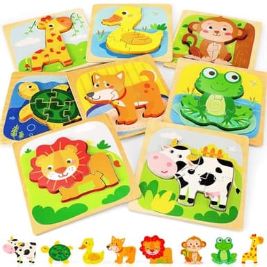TOY Life Wooden Puzzles for Toddlers 2-4, Montessori Toys for 1 2 3 Year Old Toddler Boys Girls, Animals Jigsaw Puzzles, Educational Learning Toy Kids Puzzle, Best Gifts Toys for Baby Ages 1-3 2-4 - Image 1