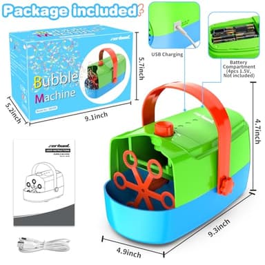 Bubble Machine Durable Automatic Bubble Blower, 18000+ Big Bubbles Per Minute Bubbles for Kids Toddlers Bubble Maker Operated by Plugin or Batteries Bubble Toys for Indoor Outdoor Birthday Party - Image 9