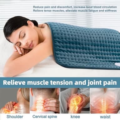VALGELUIK 17x33 Heating Pad for Pain Relief | Ultra-Soft Microplush Fabric | 6 Adjustable Heat Settings (Moist & Dry) | Safe 2-Hour Auto Shut-Off | Perfect for Back, Neck, Shoulders | Great Gift Idea - Image 6