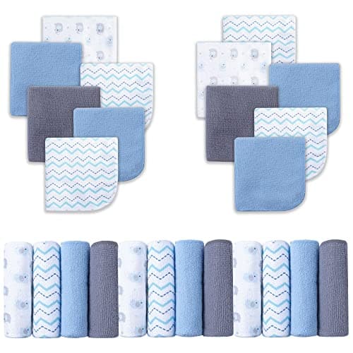 Viviland Baby Washcloths, 24Pack Baby Wash Cloths for Newborn, Baby Towels and Infant Bath Face Washcloths for Boys Girls Super Soft Absorbent, Gentle on Sensitive Skin Body, 9x9 Blue Elephant - Image 1