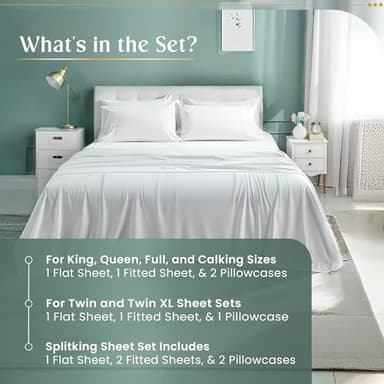 100% Egyptian Cotton Sheets Queen Size Bed Set, Deep Pocket Queen Sheet set, 800 Thread Count Cotton Bed Sheets, Naturally Cool Soft Breathable No Pill Elasticated Luxury White Bedding For All Seasons - Image 7