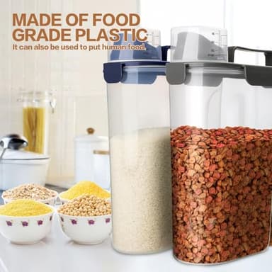 TIOVERY Dog Food Storage Container, 5-7 Lbs Airtight Pet Food Container, Cat food Container Dispenser with Portable Handle, Pouring Spout and a Collapsible bowl for Dogs Cats Navy Blue/6Qt - Image 7