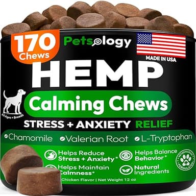 Hemp Calming Chews for Dogs - 170 Dog Calming Chews - Anxiety Relief Treats - Advanced Stress Relief Supplement, Separation Aid, Barking, Fireworks, Melatonin - Hip & Joint Support - Made in USA - Image 1