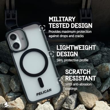 Pelican Ranger iPhone 16 Case [Compatible with MagSafe] Rugged Magnetic Phone Case with 12ft Military-Grade Drop Protection - Heavy Duty Phone Cover for iPhone 16 - Frosted Clear - Image 5