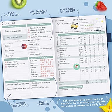 Clever Fox Wellness Planner - Weekly & Daily Health and Wellness Log, Food Journal & Meal Planner Diary for Calorie Counting, Notebook for Medical Condition Tracking, A5-Sized - Mystic Blue - Image 5