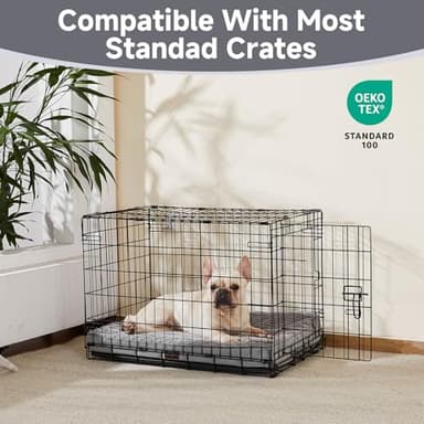 OhGeni Orthopedic Waterproof & Machine Washable Dog Bed for Small Medium Pets, Suitable for Crates, Cat Mat with 25D Egg Crate Foam, Removable Cover & Invisible Zipper, 30 Inches(Gray) - Image 2