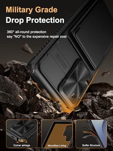 Vihibii for Samsung Galaxy S25 Ultra Case with Card Holder (4 Cards), [RFID Blocking] & Slide Camera Cover & Military Grade Drop Protection, Heavy Duty Wallet Cover for Samsung Galaxy S25 Ultra, Black - Image 6