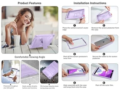 Soke Case for iPad 6th/5th Generation 9.7 Inch 2018/2017,with Built-in Screen Protector and Kickstand, Rugged Full-Body Heavy Duty Protective Cover for Apple iPad Air 2 /Pro 9.7 - Black - Image 9