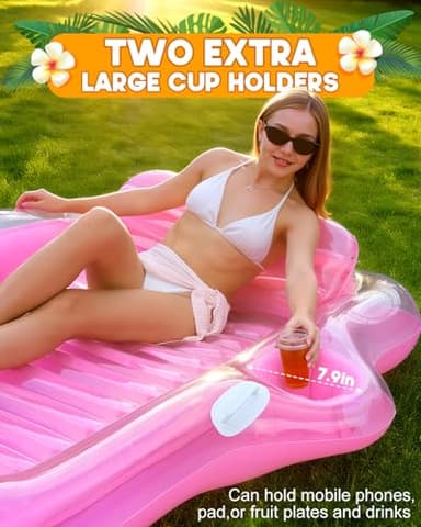 Snowalva Inflatable Tanning Pool Lounger Float, 80" x 66"Pool Floats Adult with Automatic Spray Cooling, 5 in 1 Suntan Tub Raft Floatie, Sunbathing Bed Lounge for Pool Party Yard Tanning Summer Gift - Image 3