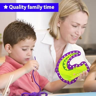 KRAFUN Beginner Preschool Lacing Card Kit for Kids Arts & Crafts, 5 Easy Safari and Animal Lacing Projects, Paper Craft Cards for Toddlers, Fine Motor Skills Training Toys - Image 6