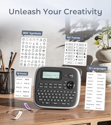 Label Maker Machine with Tapes, Label Makers, Label Maker Waterproof-Labels, Labeler Machine with-Tape 12mm 0.47 Laminated White, D210s Inkless Portable Labeling Machine for Home School Office - Image 2