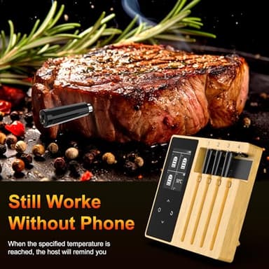 Smart Wireless Meat Thermometer - 4 Ceramics Probes,Upgraded Large Split Screen, Temperature Alert, Long-Range Bluetooth App or Host Control for iOS & Android, Perfect for BBQ, Oven, Grill, Kitchen - Image 6