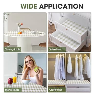 Beautysaid Shelf and Drawer Liner for Kitchen Cabinet, Non Adhesive Non Slip Shelf Paper Waterproof Washable Thickened for Dresser Pantry Shelve Bathroom Protector Liner(Checkered,12 in x 10 FT) - Image 9