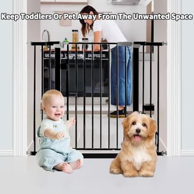 41 Inch Tall Baby Gate Auto Close Dog Gate Adjustable 29.92"-43.71" Wide Pressure Mounted Walk Through Swing Pet Gate for Doorways (Black, 29.92"-43.71" Wide) - Image 6