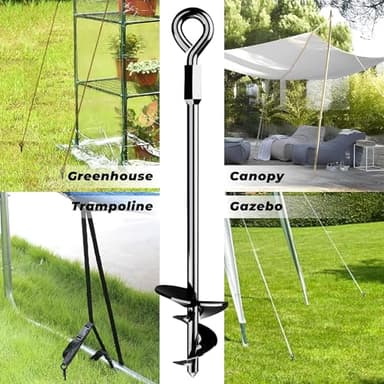 15" Ground Anchors Screw-in - Heavy Duty for High Winds - Ground Stakes - Earth Anchors for Sheds, Swing Sets, Tents, Trampolines, Gazebos, Carports, and Hurricane Tie-Downs - Image 7