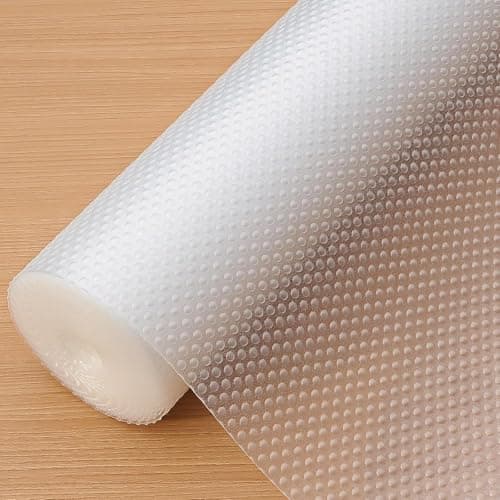 Hersvin Shelf Liners, 22in x 20ft Kitchen Drawer Mats, Non-Adhesive EVA Cupboard Protector, Cabinet Lining, Refrigerator Liner (Clear Dot, 56x610cm) - Image 1