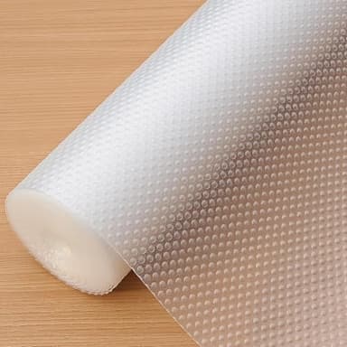 Hersvin Shelf Liners, 22in x 20ft Kitchen Drawer Mats, Non-Adhesive EVA Cupboard Protector, Cabinet Lining, Refrigerator Liner (Clear Dot, 56x610cm) - Image 1