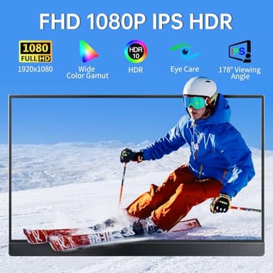 VisionOwl Portable Monitor-15.6 Inch Travel Screen FHD 1080P FreeSync Frameless USB-C Computer Display with Type-C HDMI Speakers for Laptop PC Mac Surface PS4/5 Xbox, with Cover Stand, VESA Mountable - Image 3