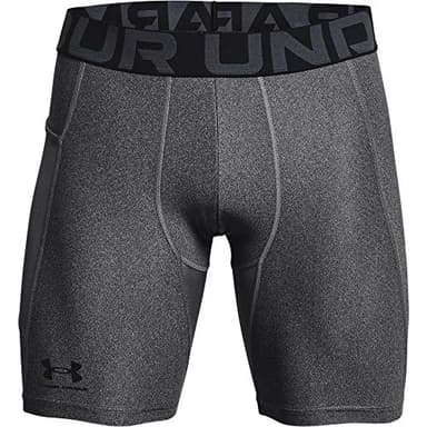 Under Armour Men's Armour HeatGear Compression Shorts , Carbon Heather (090)/Black, Large - Image 3