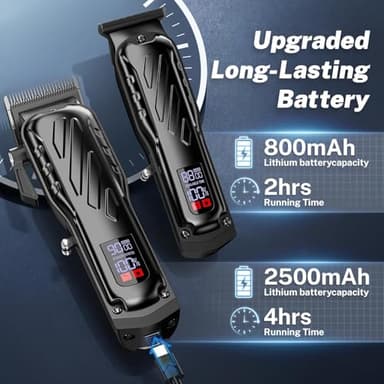 Brightup Barber Hair Clippers [Brushless 9000RPM & Cordless] for Men, Professional Clippers & Trimmers Set with USB-C Charging Stand, Hair Tools Cutting Kit with LCD Display, Gift for Men - Image 4