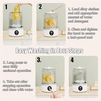 2025 Upgraded Portable Mini Washing Machine - Deep Clean Socks, Underwear, Baby Clothes - Ideal for Singles, Apartments, Travel (White) - Image 7