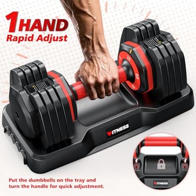 Rendpas Adjustable Dumbbells Set of 2, Select Weight Dumbbell Set, 5 in 1 Free Dumbbell Set with Anti-Slip Texture Handle, Weight Set For Home Gym Suit both Men and Women (25lb 2pcs) - Image 3