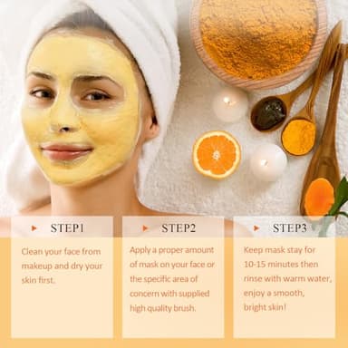 Vitamin C Face Mask with Kaolin Clay and Turmeric for Dark Spots, Dull Skin, Skincare Facial Mask for Controlling Oil and Refining Pores 5.29 Oz - Image 9