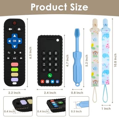 ZOEDO Baby Teething Toys, Remote Control Shape Teething Toys, Cell Phone Teether for Babies, Toy Chew for Babies 3-24 Months, BPA Free & Refrigerator Safe - Image 5