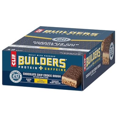 CLIF BUILDERS + Caffeine Protein Bars - Chocolate Chip Cookie Dough Flavor - 20g Plant Based Protein - Gluten Free - Non-GMO - Low Glycemic - No Artificial Sweeteners - 2.4 oz. (12 Pack) - Image 12