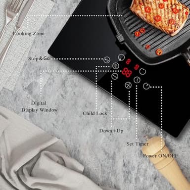 Cooksir 2 Burner Electric Cooktop 220V - 12 Inch 2 Burner Electric Stove 3000W, Buili-in Two Burner Ceramic Stove Sensor Touch with Timer, Safety Lock, Overheat Protection, 220V Hard Wired (No Plug) - Image 3
