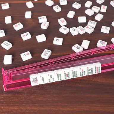 ZGME American Mahjong Set,166 White Tiles with Red Bag and Accessories,4 All-in-One Mahjong Racks with Pushers,Complete Western Mahjong Set - Image 4