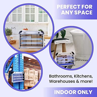LiBa Electric Bug Zapper, Indoor Insect Killer - (2) Extra Replacement Bulbs - Fly, Mosquito Killer and Repellent - Lightweight, Powerful 2800V Grid, Easy-to-Clean, with a Removable Washable Tray. - Image 4