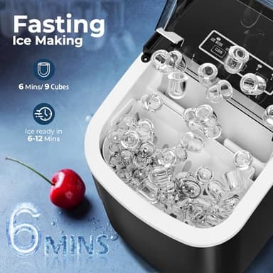 Antarctic Star Countertop Ice Maker,26Lbs/24H,9 Cubes in 6 Mins,Portable Ice Machine with Ice Scoop and Basket,2 Sizes of Bullet Ice Cube for Home Kitchen Office Bar Party. - Image 3