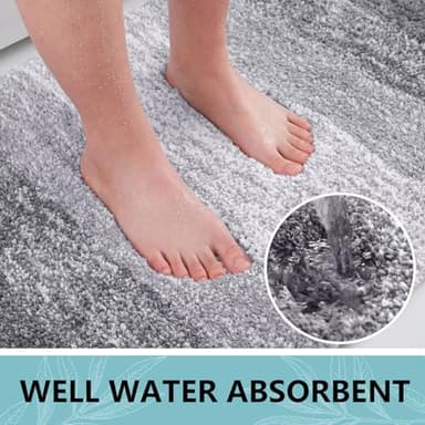 Arotive Microfiber Bathroom Rugs, Shaggy Soft and Absorbent Bath Rug, Non-Slip, Thick Plush Machine Washable Dry Bath Mats for Bathroom, Tub and Shower, 47x24, Grey - Image 3