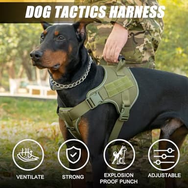 Bcadem Tactical Dog Harness,No Pull Military Pet Harness for Medium Large Dogs, Adjustable Service Dog Vest Harness with Night Reflective, Easy Control Handle for Walking, Hiking, Training (Green) - Image 5