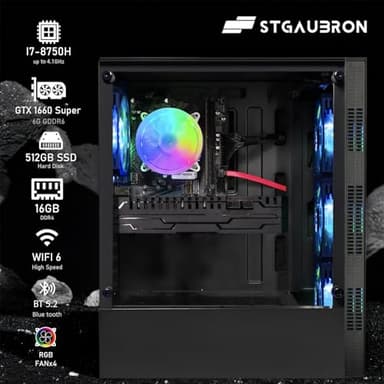STGAubron Gaming Desktop PC, Intel Core I7 8th Gen up to 4.1G, GeForce GTX 1660 Super 6G, 16G DDR4, 512G SSD, WiFi 6 & BT 5.2, RGB Fan x4, Windows 11 Home - Image 3