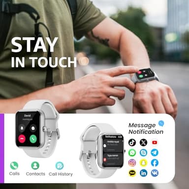 TOZO 2025 New Upgraded Smart Watch for Men Women for iPhone&Android, 1.83" Fitness Tracker Bluetooth Call [Answer/Make], IP68 Waterproof Sleep Monitor, 100+ Sport Modes Sliver - Image 2